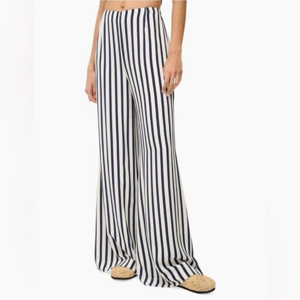 STAUD Luke Stripe Pants wide leg elastic waist nautical sailor preppy designer S
